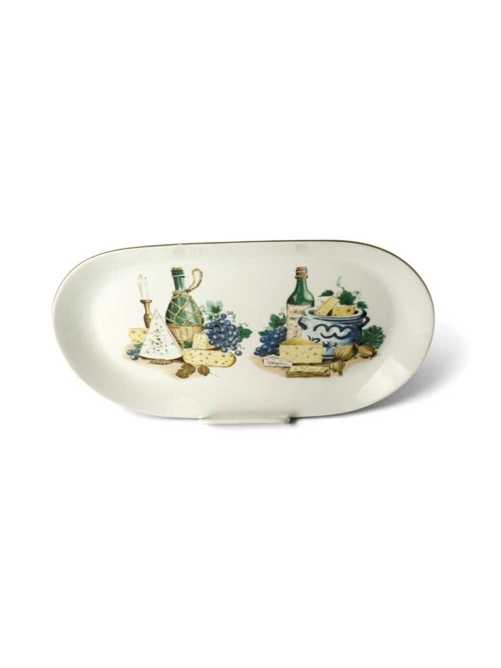 Vintage Kahla GDR Oval Serving Platter Cheese Grapes Wine 13x8"